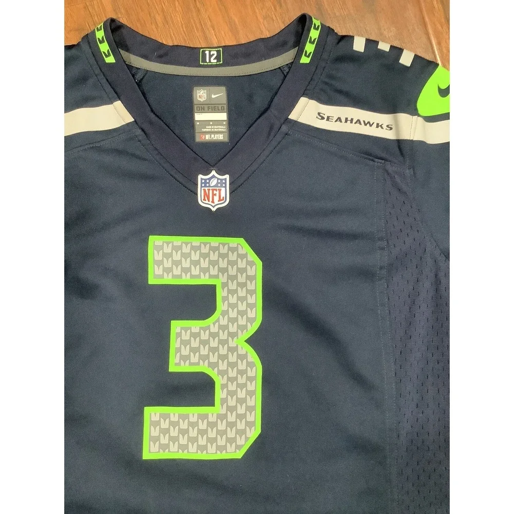 Seattle Seahawks Jersey Womens Medium Blue Russell Wilson NFL Football Nike
